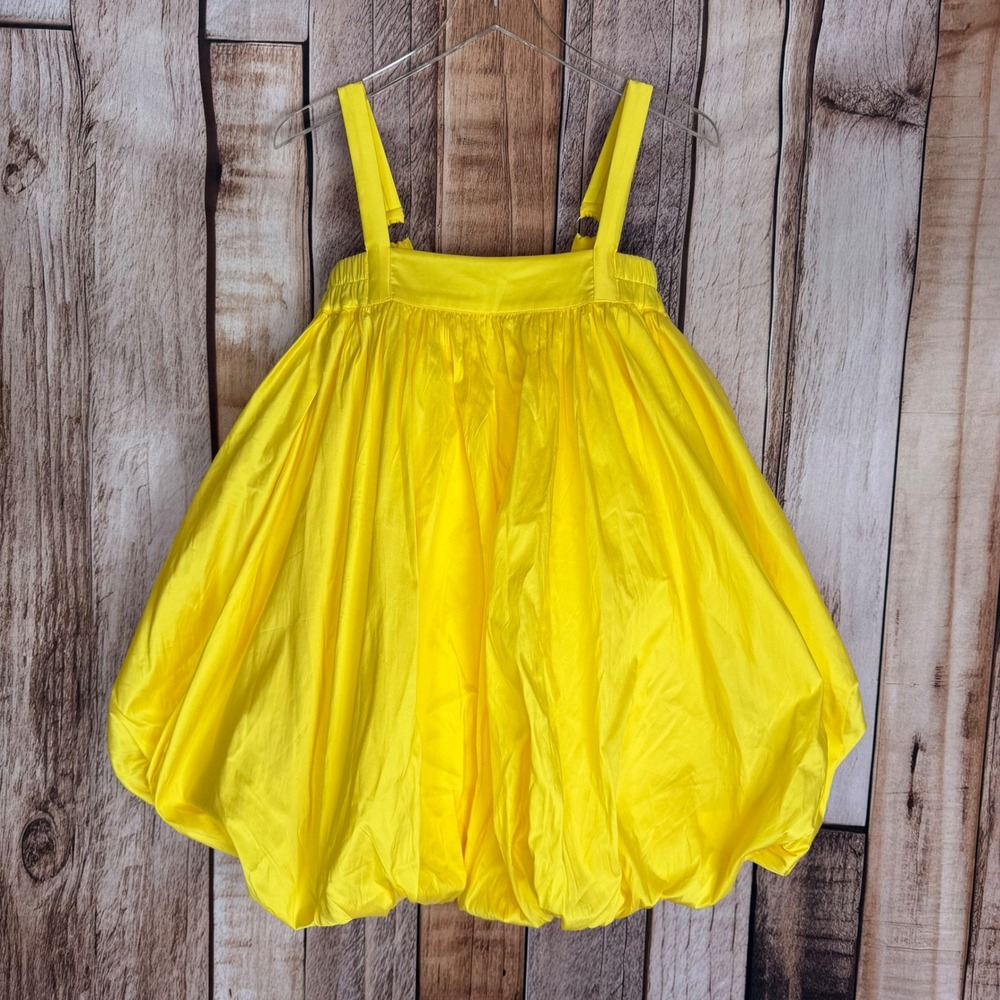 Bloni Dress Square-Neck Taffeta Bubble Mini Anthropologie Fun Yellow Size XSP